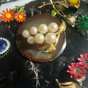 Faux Pearl Brooch